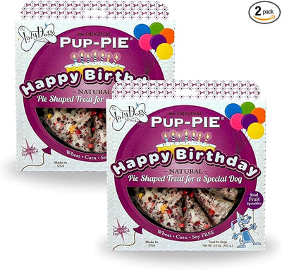The Lazy Dog Pup-Pie - Original Pup-Pie - Happy Birthday Dog Treat for a Special Dog, 5 oz (Pack of 2, Pie)