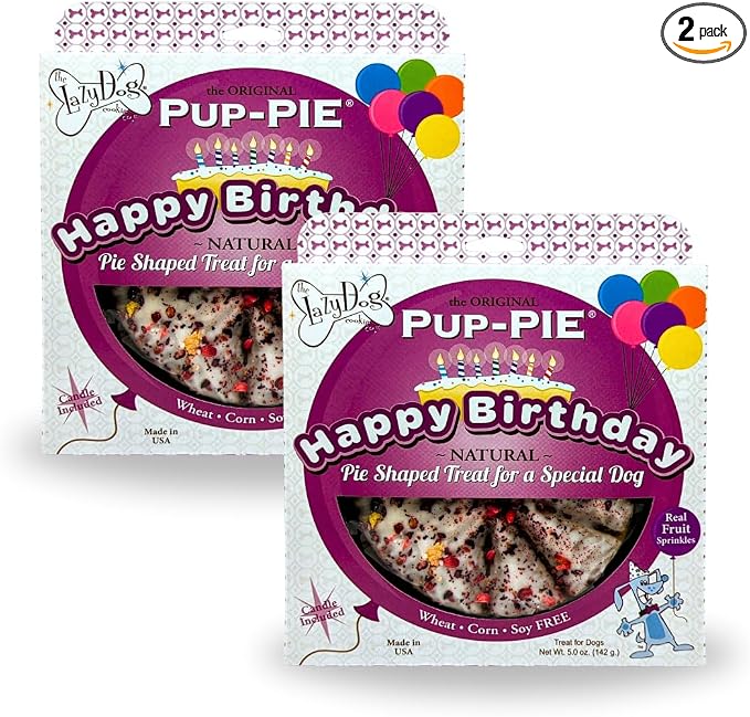 The Lazy Dog Pup-Pie - Original Pup-Pie - Happy Birthday Dog Treat for a Special Dog, 5 oz (Pack of 2, Pie)