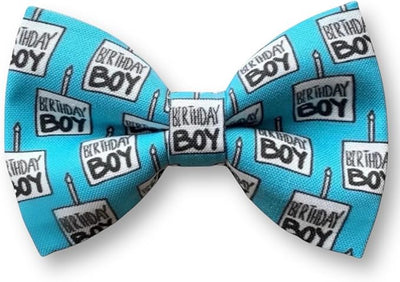 Detachable Dog Bow Tie, Slide-On Pet Bowtie for Collars, Stylish Durable Dog Lover Accessory Small, Medium & Large Dogs (Blue Birthday, X-Large (5.5in Wide))