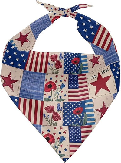 KEIAHUAN USA 250th Anniversary Pet Dog Bandana Triangle Dog Bibs Reversible Washable Puppy Bandanas Adjustable Handkerchief for Boy Pets
