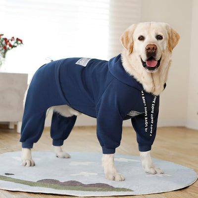 Dog Hoodies Winter Coat for Large Medium Dogs, Pullover 9 Legs Warm Coat Hooded Sweatshirt, Fleece Hoodie for Cold Weather (Dark Blue, X-Large)