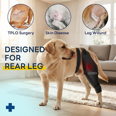 Dog Sleeve for Rear Legs to Stop Licking, Upgraded Recovery Sleeve for Hind Back Leg Wounds,TPLO, ACL Surgery, Light Comfortable Cone Alternative,Left,L,Dark