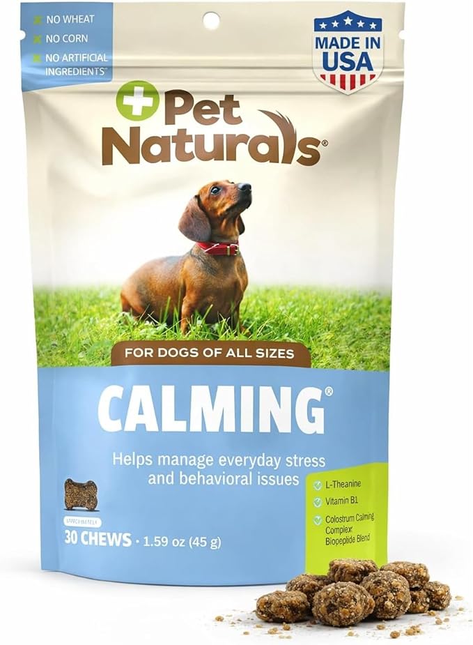 Calming for Dogs, 30 Chews - Naturally Sourced Stress and Anxiety Calming Ingredients for Behavior Support - Vet Recommended