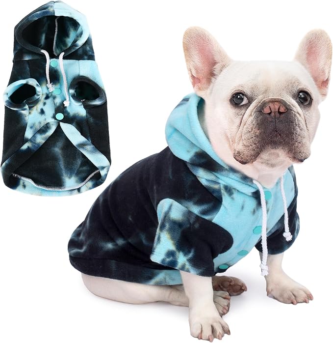 Dog Hoodie Tie Dye Dog Sweatshirt Chic Winter Clothes Ultra-Soft Warm Sweaters for Small Medium Dogs Fashion Pet Clothes for Dogs (Blue/Black/Grey, XXL (Back: 18.89",Chest: 27.55", Neck: 20.07"))