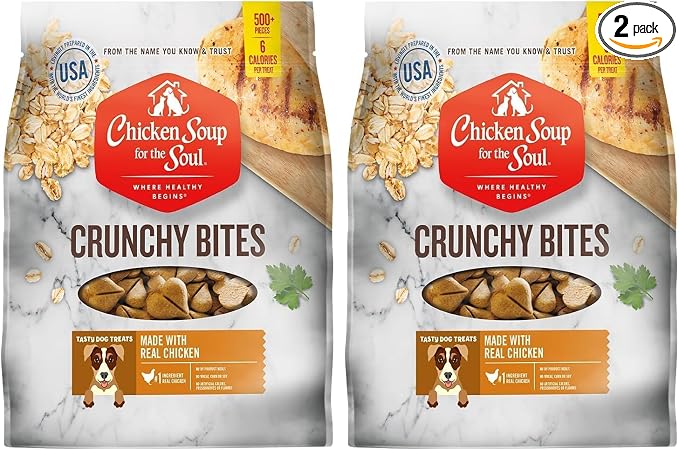 Chicken Soup for the Soul All Natural Premium Crunchy Bites Dog Treats, Real Chicken First Ingredient, No By-Products, Artificial Colors, Flavors or Preservatives, Chicken, 32oz (Pack of 2)