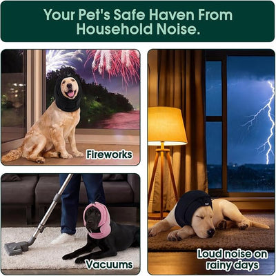 Kuoser Dog Noise Canceling Ear Wrap, Anxiety Relief Calming Hoodie, Pink XL | Thick padded double-Layer with dual noise canceling technology, Anti-slip hook & loop fastener, Fireworks Grooming Vet-visit