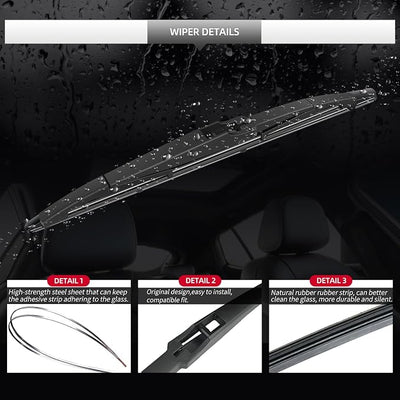Rear Windshield Wiper Blade and Arm for Buick Envision 2021-2025 | OEM Replacement Back Wipers Arm Blade Quiet and Streak-Free Assembly All-season Automotive Parts Accessories