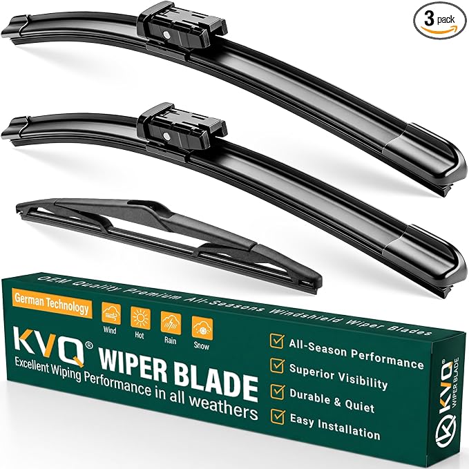 Windshield Wiper Blades Replacement for Ford Fiesta 2009 2010 2011 2012 2013 2014 2015 2016 2017 2018 2019 Original Factory Quality Front Rear Wiper Blade Set - 26" 15" 12" (Set of 3)