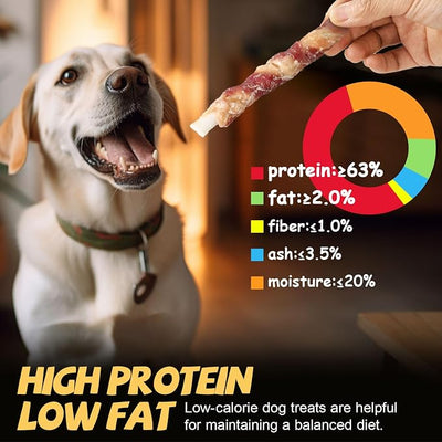 Dog Treats, Chicken and Duck Wrapped Rawhide Sticks, Long Lasting Dog Chews, Grain Free High Protein Dental, Teeth Cleaning Training Treats for Small Medium Large Dogs 20 Count 10.6 Oz