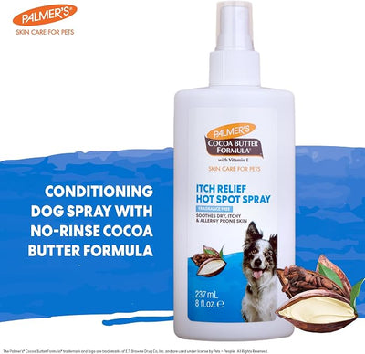 Palmer’s for Pets Hot Spot and Itch Relief Spray for Dogs with Cocoa Butter - Conditioning No-Rinse Skin Allergy Relief Mist with Vitamin E, Fragrance Free Formula, 8 Fl Oz