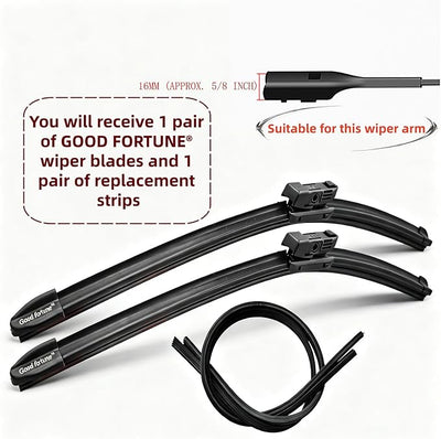 Good Fortune 26"+20"Graphene Coating windshield Wiper Blades Top Lock 2Pack | car Beam Blade|sk6 High Carbon Steel Core|Reusable Frame+2 Refills|for Tesla S 2021-2025 for Tesla Y 2020-2025