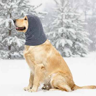 Quiet Ears for Dogs, 1 Piece Dog Calming Hoodie Cat Anxiety Relief Ear Wrap, Pet Noise Ear Protection for for Barking Bathing Grooming, Warm Winter Ear Scarf(Grey, Large)
