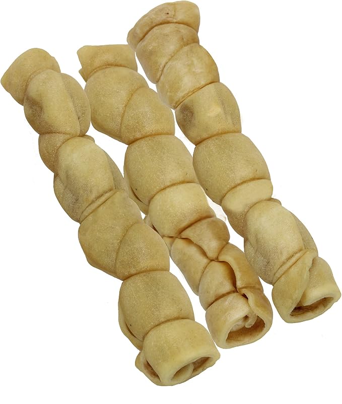 9" Water Buffalo Treats No-Hide Cheek Roll - 3 Pack Long Lasting Dog Chews, Rawhide Free, Substitute for Pig Ears, for Aggressive Chewers & Large Dogs, Low Fat, High Protein