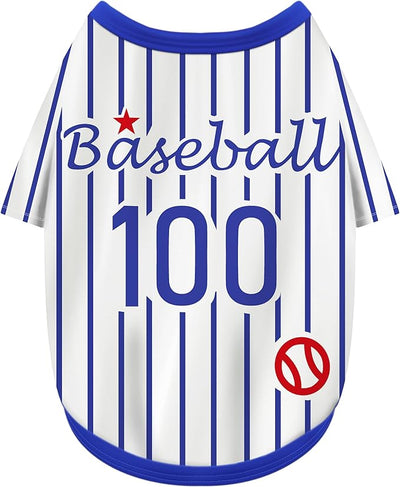 Paiaite Sleek Striped Dog Vest: Sleeveless Baseball-Style Dog Shirt, Ideal Fit for Small, Medium, and Large Breeds,Polyester Fabric for Comfort, Breathability, and Stretchiness Blue S