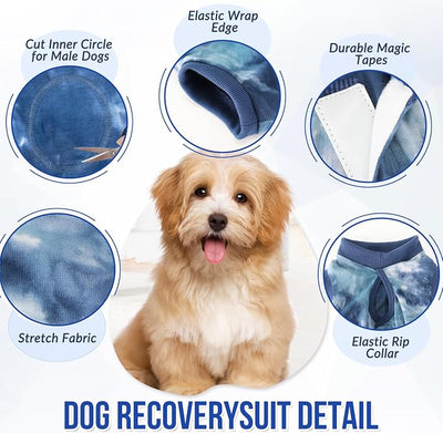 SlowTon Dog Recovery Suit - Surgery Recovery Suit for Female Male Dogs, Dog Onesie After Spay Abdominal Wounds, E-Collar Cone Alternative Prevent Licking Pet Surgical Suit (Blue,XXL)
