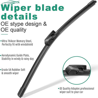 26" 18" Windshield Wiper Blades Replacement for BMW F01 F02 F04 F07 F10 M5 5 7 Series 2010-2016 Premium All Weather Wiper Blade -OEM Quality - (Pack of 2)