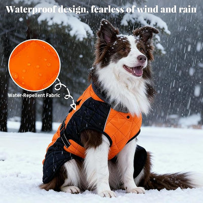 Dog Coat Dogs Jacket Waterproof Reflective Adjustable Dog-Winter Coats for Small/Medium/Large Dogs Dachshund Coat-(Orange, XXX-Large)