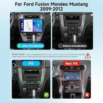 4+64G Android 14 Car Radio Stereo Upgrade for Ford Fusion/Mondeo/Mustang 2009-2012 10.1" Touch Screen GPS Navi Head Unit Radio Double Din w/Wireless Carplay & Android Auto Bluetooth DSP SWC WiFi FM