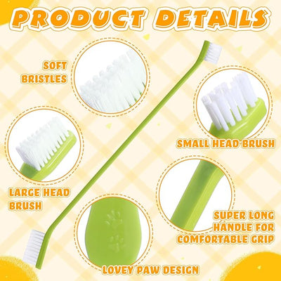 Nuenen 15 Pcs Dog Toothbrush Dual Headed Dental Brushes Puppy Tooth Brushing Kit Long Handle Toothbrush for Large and Small Dogs Cats Most Pets Teeth Cleaning Oral Care Supplies (Colorful)