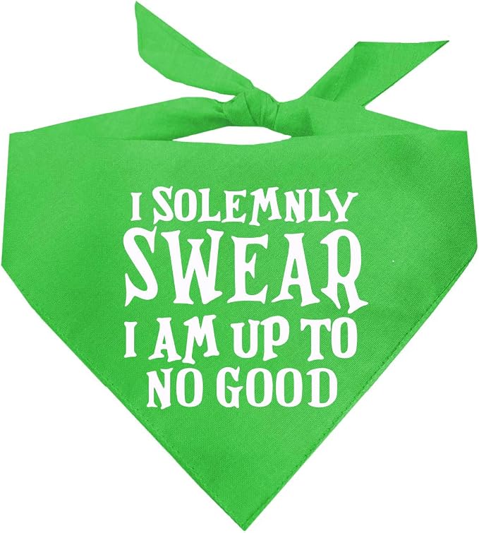 I Solemnly Swear I Am Up to No Good Dog Bandana (Lime Green, OS 1101)