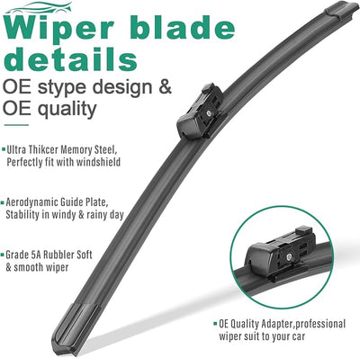 26" 19" Windshield Wiper Blades Replacement for Tesla Model Y 2020-2025 Model 3 2017-2025 Premium All Weather Wiper Blade -OEM Quality(2 of Set)