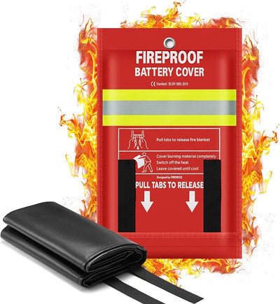 Lipo Battery Fireproof Cover Battery Safe Blanket for Ebike and Escooter Storage,Charging and Discharging, EV Fire Blanket for Lithium Battery (79x118 inch)
