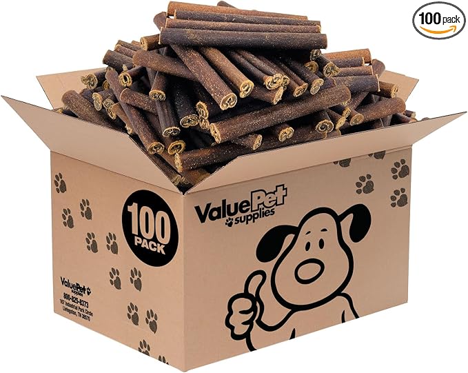 ValueBull Collagen Sticks for Dogs, 6 Inch Thick Chews, Natural Long-Lasting Dog Treats, 100 Count Bulk Pack - Supports Joints, Skin & Coat with Chondroitin & Glucosamine