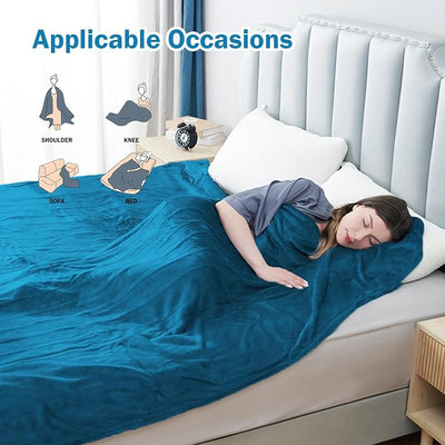 Eydna Electric Heated Blanket Queen Size 84"x90", Soft Plush Microplush for Bed, Dual Controllers & Heating Zones, 10Hs Auto Off & 5 Heating Levels, Machine Washable, Gifts for Womens-Blue Green