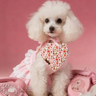 Strawberry Dog Bandana - Soft Pastel Spring Summer Dog Neck Scarf, Cute Pet Bib for Puppy Kitten, Sweet Photo Dogs Cats Prop for Daily Use Parties & Pet Photography S
