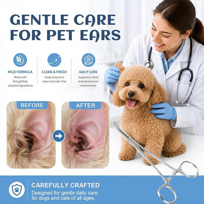 Dog Ear Powder for Hair Removal Kit – 42g Ear Powder for Dogs with Curved Grooming Tweezers, Helps Remove Excess Ear Hair & Reduce Odor for Poodles, Schnauzers, Shih Tzus & Other Breeds
