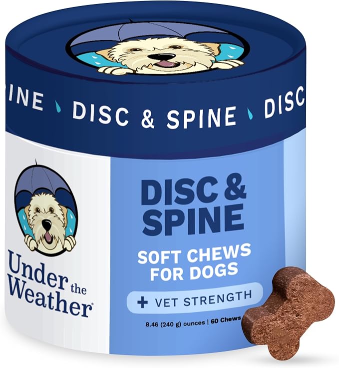 Pet Disc & Spine Health Chews for Dogs | Vet Formulated Dog Chews Spinal Disc Support Supplement | Ideal for Pugs French Bulldogs Dachshunds & Long-Backed Breeds with IVDD | 60 Count