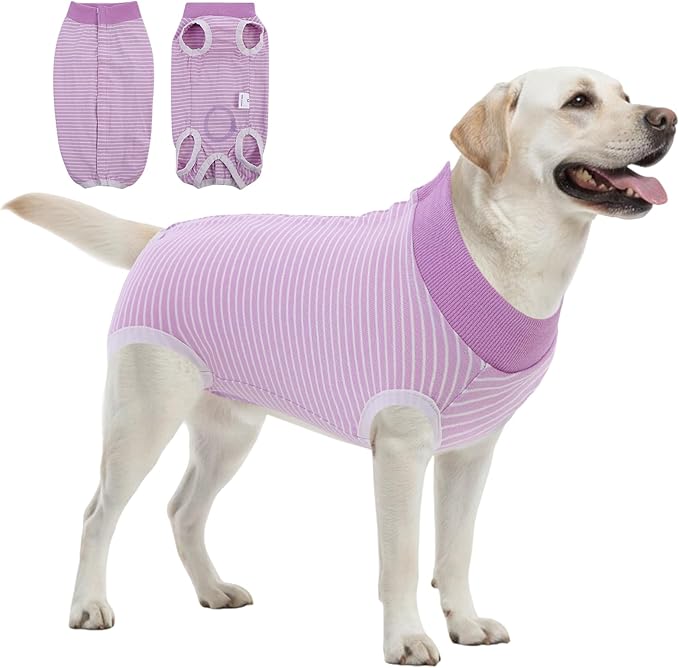 SAWMONG Recovery Suit for Dogs Female Male, Cotton Breathable Dog Onesie After Surgery Spay Neuter, Professional Dog Surgical Suit, Substitute Pet E-Collar Cone, Purple, X-Large
