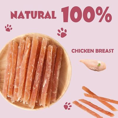 Chicken Jerky Strips Dog Treats, Real Chicken Pet Snacks, High Protein, Soft Chewy Training Treats for All Breeds, Healthy Treats in Resealable Bag, 10.6 oz (300g)