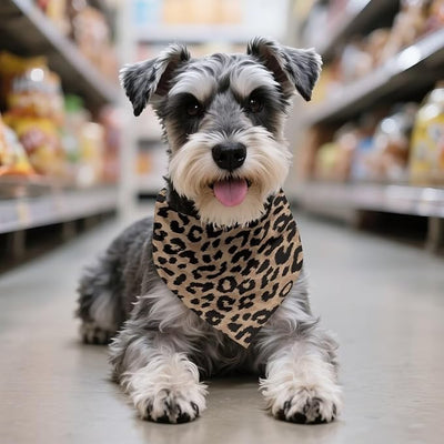 KEIAHUAN Brown Leopard Dog Bandana Pet Scar Reversible Triangle Dog Bib Handkerchief Lightweight Puppy Accessories for Small Medium Large Dogs