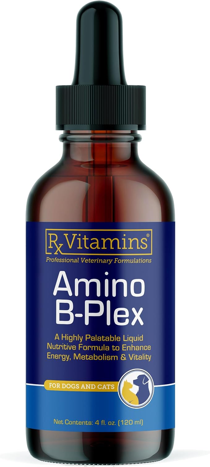 Amino B Plex Cat & Dog Supplement - Vitamin B Complex Liquid Plus Amino Acids for Dogs & Cats - Appetite Booster and Weight Gainer Cat & Dog Vitamins - 4 oz