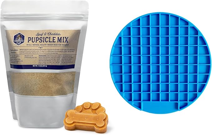 Cooper's Treats Beef and Cheddar Pupsicle Mix 14oz Bag and Lick Mat