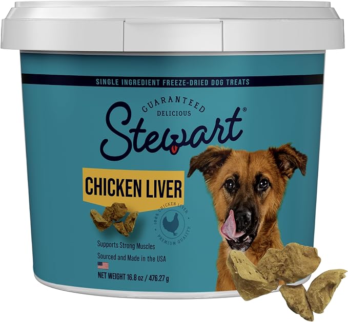 100% Chicken Liver Dog Treats, 16.8 oz Tub, ~315 Pieces, Freeze Dried Raw, Single Ingredient, 60% Protein Training Treats or Meal Topper, Grain Free, Gluten Free