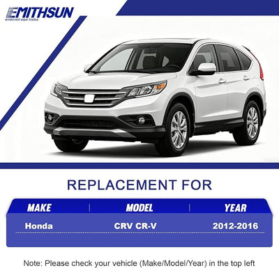 EMITHSUN® Windshield Wipers: Wiper Blades Replacement for Honda CRV CR-V 2012-2016 - Streak-Free & Quiet Visible Clarity While Driving - Exact Replacement for Honda Cars (3 Pack - 26"+16"+13")