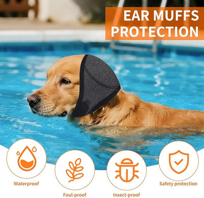 BOXOB Dog Ears Cover, Adjustable Dog Ear Muffs Noise Protection Comfortable Quiet Dogs Calming Hood Ear Head Wrap Cups Shower Cap Pet Supplies for Bath Grooming Thunder Fireworks (S)