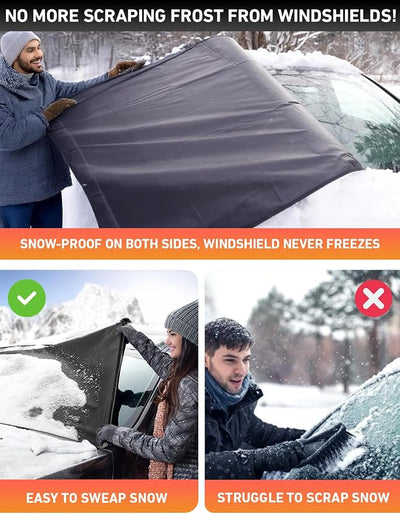 EcoNour Car Snow Cover Compatible for Mazda CX5 CX50 | Windshield Cover for Ice and Snow with S-Hook Straps | Heavy-Duty 600D Oxford Winter Car Cover, Waterproof & Anti-Slip