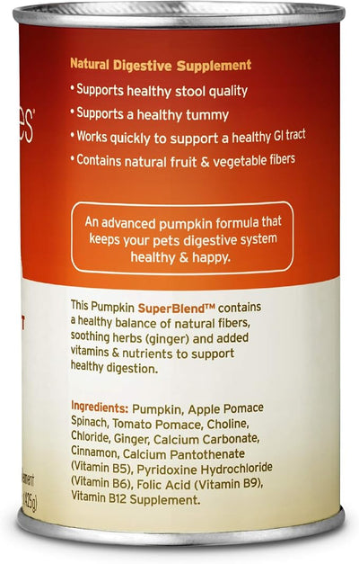 Fruitables Pumpkin Digestive Supplement - Made with Pumpkin for Dogs - Healthy Fiber Supplement for Pet Nutrition - 15 Ounces (6 Pack)