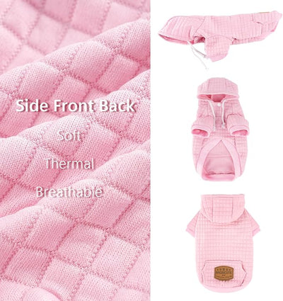 2 Pack Dog Hoodie Sweaters for Small Medium Dogs Warm Dog Clothes for Large Dogs Soft Waffle-Like Laminated Sweatshirt Bulldog (Pink+Rose, S (Back: 11.5",Chest: 15.5", Neck: 10"))