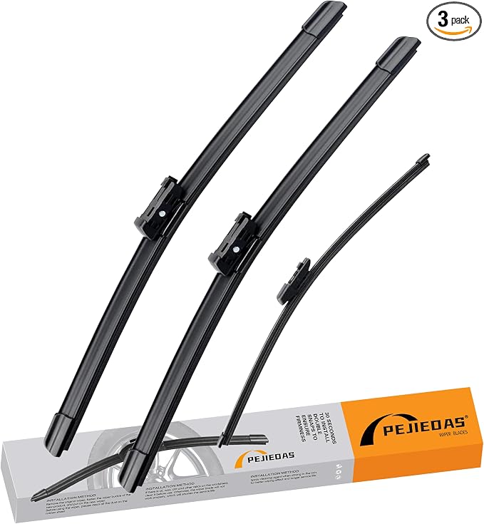 3 Replacement Wiper Blades For VW Volkswagen Golf 2015 2016 2017 2018 2019 2020 2021, 26" + 18" + 11" Front and Rear Wiper Blades (Pack of 3)