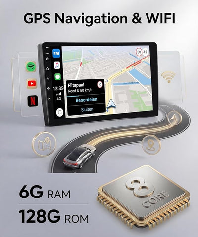 8 Core 6G+128G Android Car Radio for Honda CRV 2007-2011 with Wireless CarPlay Android Auto, 9” Touchscreen Car Stereo Mirror Link GPS WiFi Bluetooth FM RDS DSP EQ SWC Backup Camera