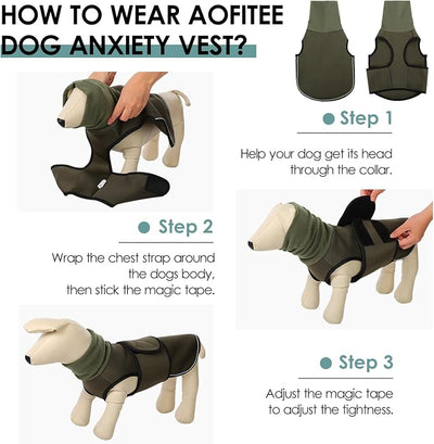 AOFITEE Dog Anxiety Vest, Dog Anxiety Calming Hoodie, Pet Thunder Jacket Calming Shirt for Fireworks, Thunder, Travel, Separation, Noise Block & Ear Protection Recovery