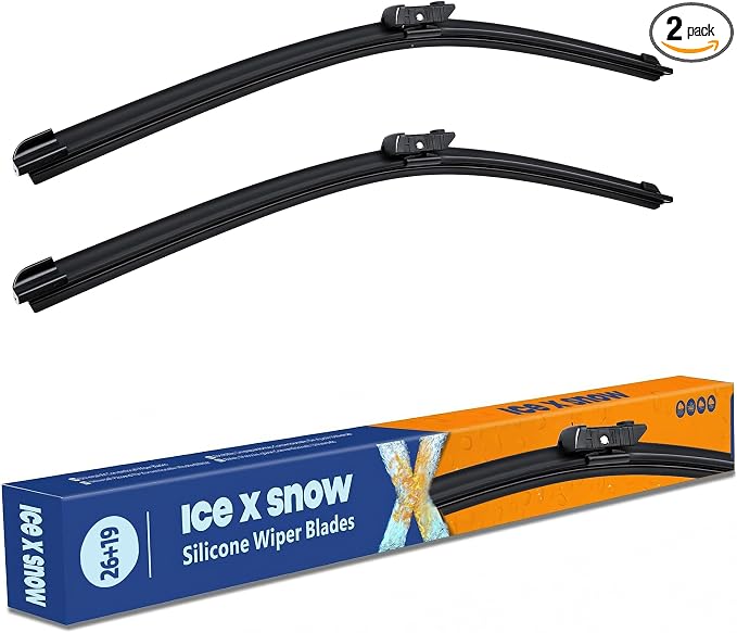 26"+19" Silicone Windshield Wiper Blades Replacement for Tesla Model 3 2023 2022 2021 2020-2017 Model Y 2023-2020 Oem Quality Wiper Blades Durable and Quiet Windshield Wipers (Pack of 2)