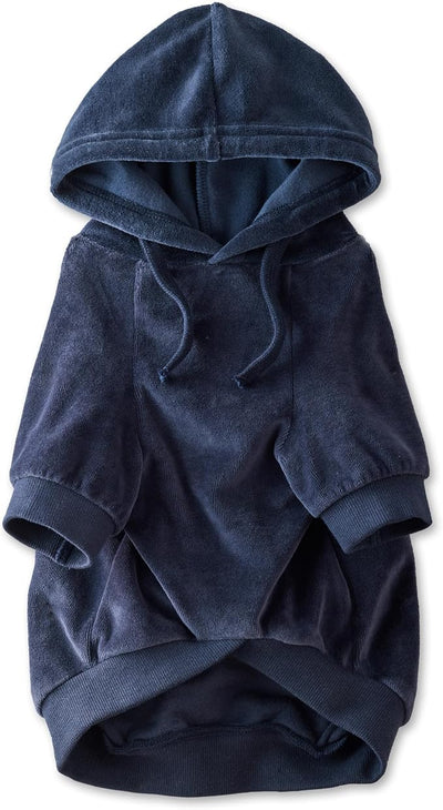 Pet Passion Cooper II Organic Cotton Velour Dog Hoodie Pet Coat for Small, Medium and Large Dogs, Navy, XX-Large (70-110 lbs)