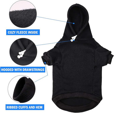 Dog Hoodie Dog Sweaters for Small Dogs Pet Clothes Black Buffalo Plaid Warm and Soft Breathable Cozy(S)