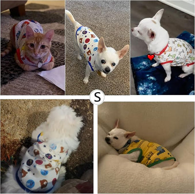 Geyoga 6-Piece Dog Shirts - Cute Printed Cotton Pet Shirts & Sweatshirts for Dogs (M)