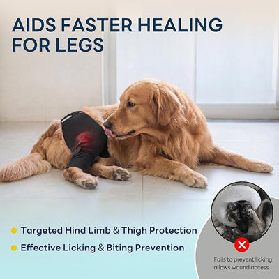 Dog Rear Leg Sleeve to Stop Licking, Upgraded Hind Leg Cover to Stop Slipping, for TPLO Surgery, Skin Conditions, Wounds, Breathable Soft Fabric, Dog Cone Alternative, Left,M,Black